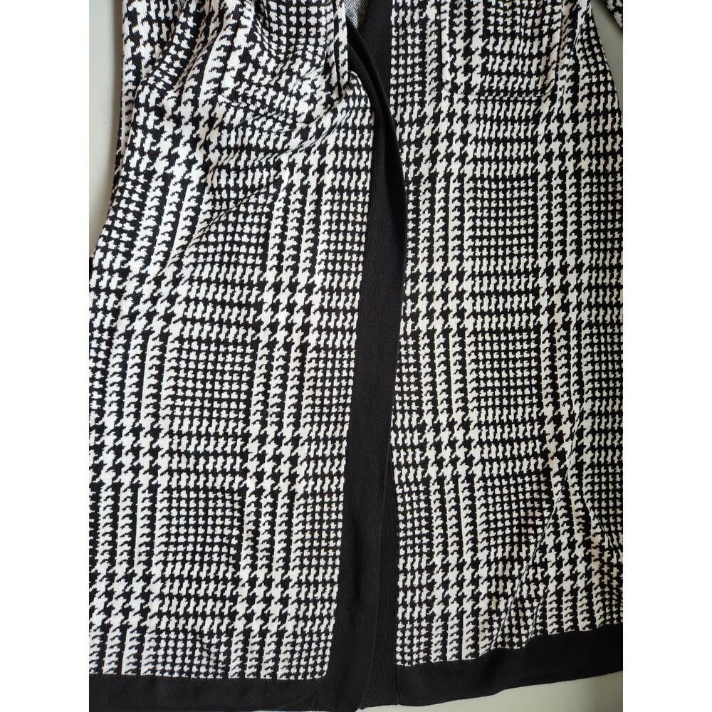 L’AGENCE Adeline Belted Long Cardigan Sz XS duster Black Grey Houndstooth #2G507 - Picture 7 of 12